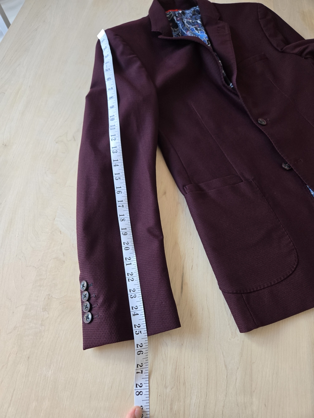 AU NOIR Burgundy Single-Breasted Blazer - damage - Picture 12 of 13